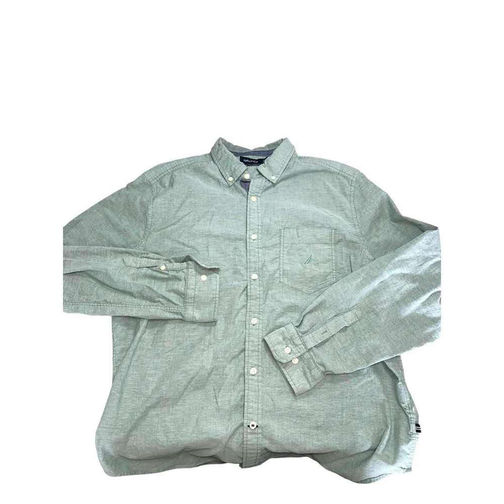 Nautica Men's Shirt Size XL Classic Fit Stretch Classic Blue Button Down